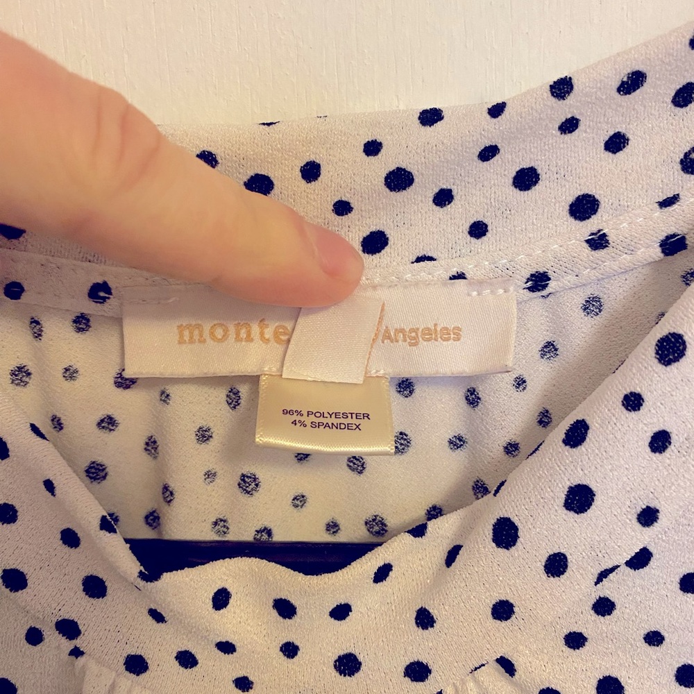 Stretchy white, polka dot blouse - Picture 4 of 5